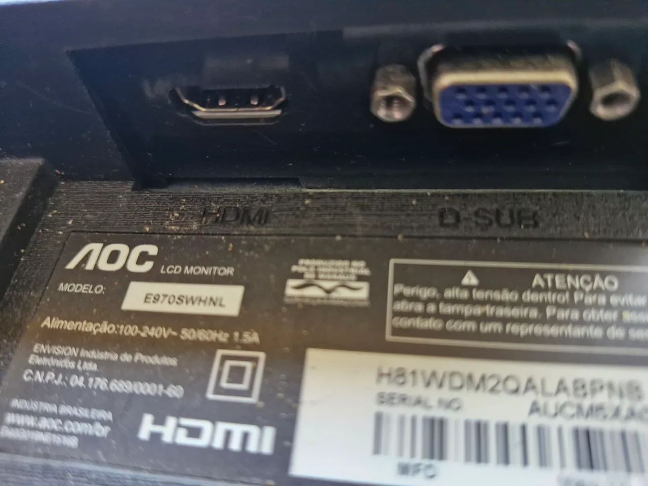 Monitor AOC 19? HDMI e VGA - Modelo E970SWHNL (APENAS RETIRADA) - Foto 3