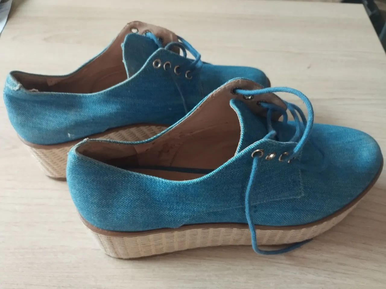 Plataforma AREZZO _ JEANS AZUL - excelente estado  - Foto 2