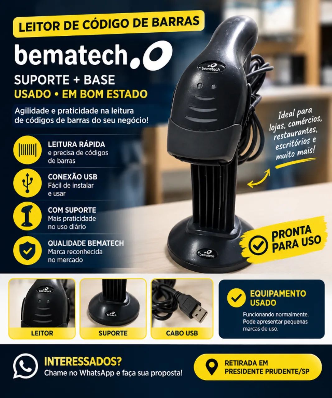 Leitor de código de barras Bematech s500 usb