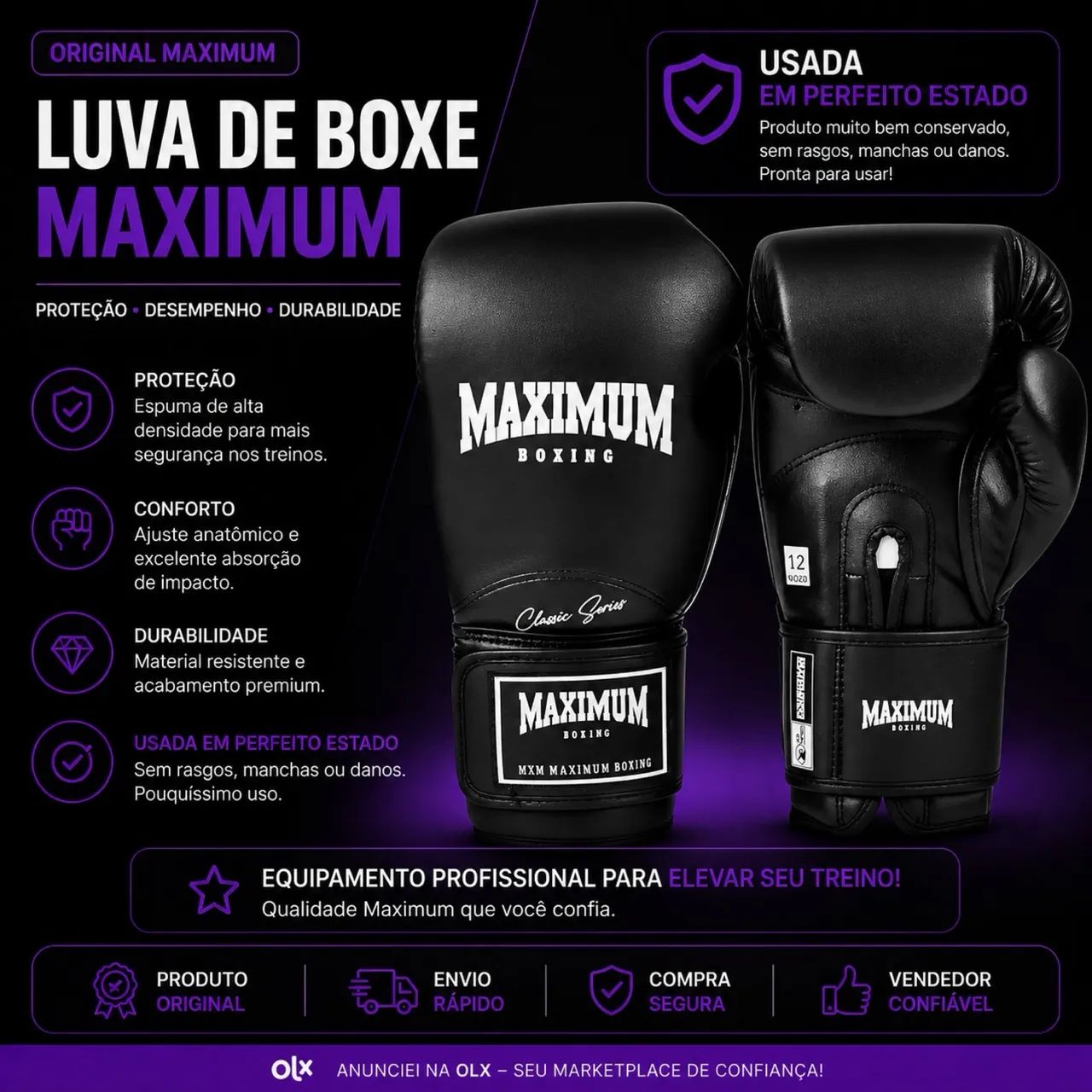 Luva Boxe Maximum 16Oz (Usada 2x só, para competição entre amigos)