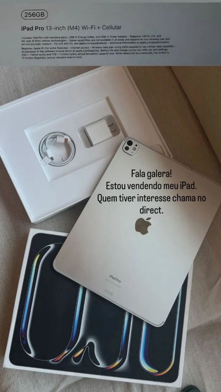 iPad Pro 13-inch (M4) Wi-fi + Celular - Computadores e Desktops