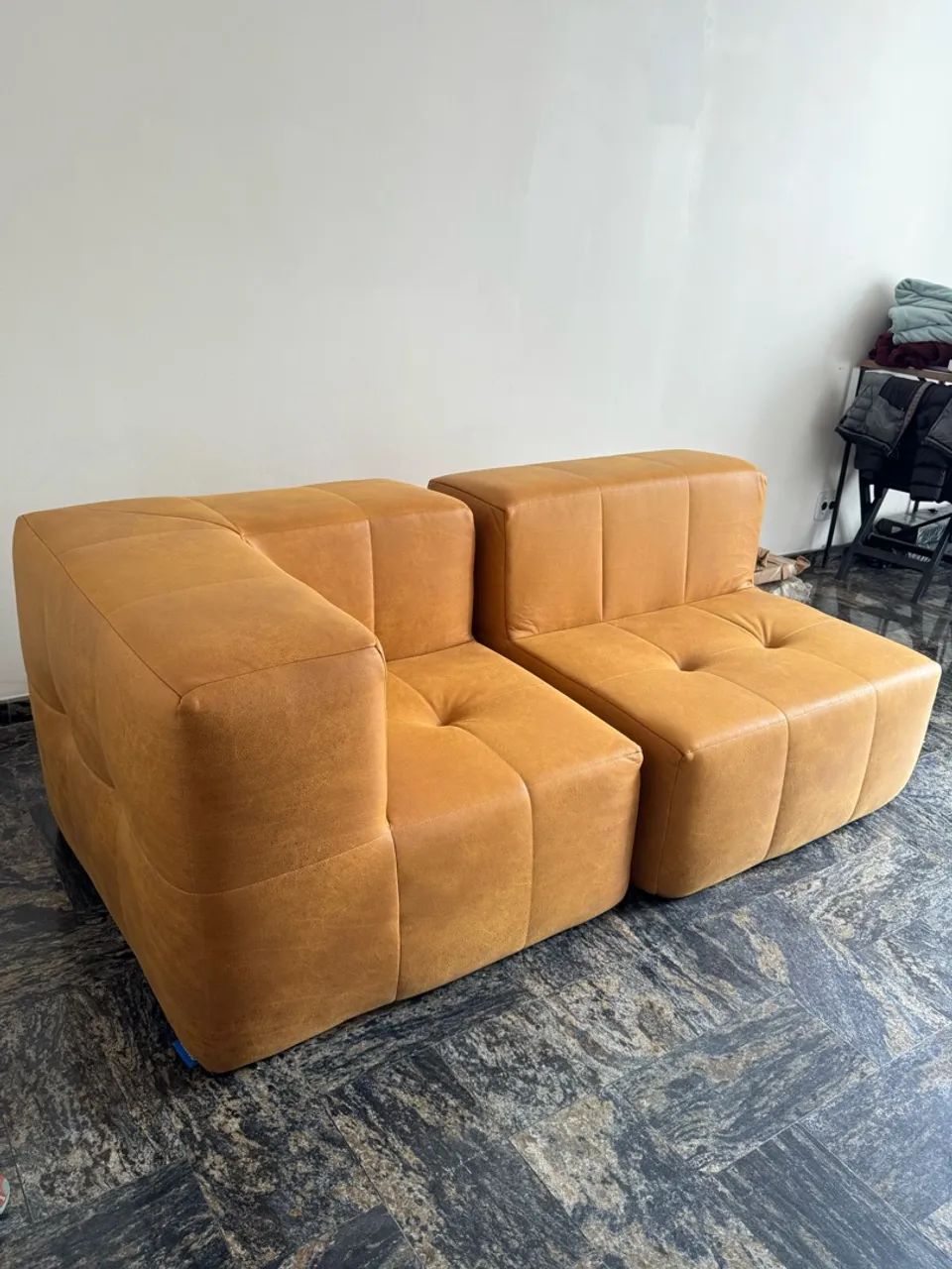 Sofá Modular Poli Couro Marrom 2 Lugares com 1 Braço - Foto 2