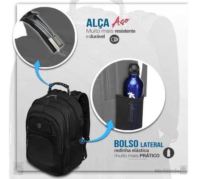 Mochila Escolar Juvenil Adulta Reforçada Impermeável Cabo de Aço - Foto 4