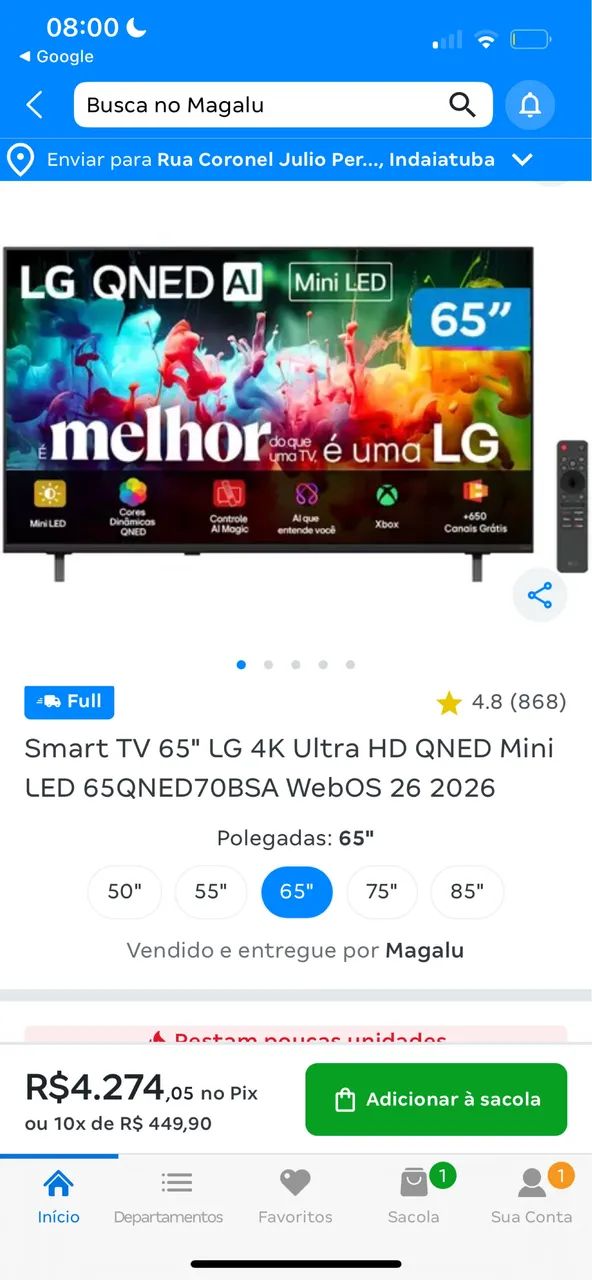Tv LG 65 polegadas 4k - Foto 2