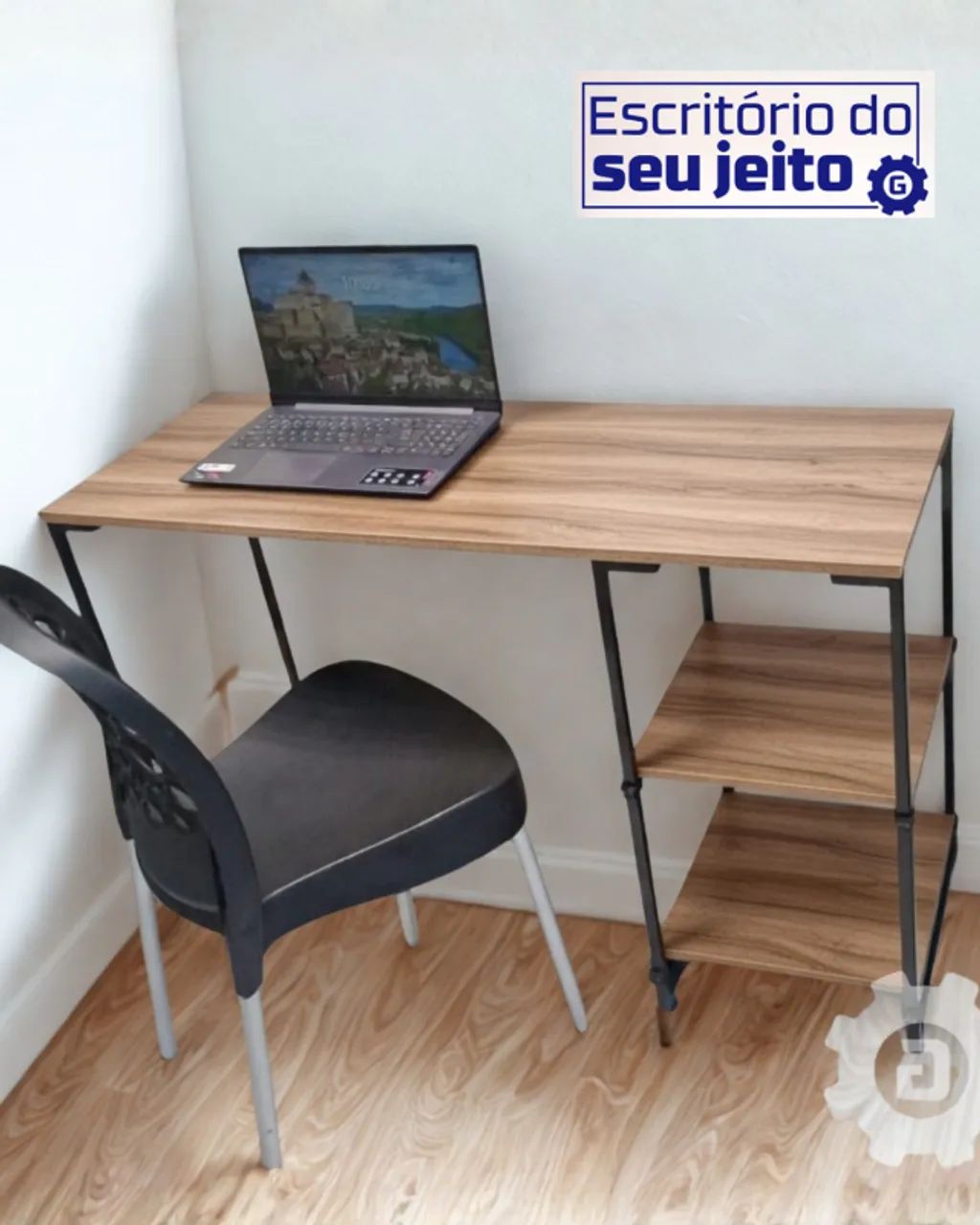 Escrivaninha 1,1m NOVA Mesa Estilo Industrial Multiuso Notebook Escritório Computador Birô - Foto 2