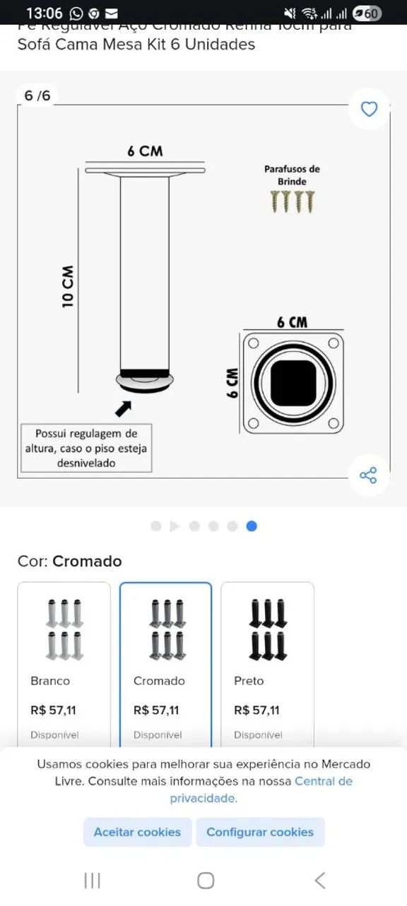 Conjunto de pes de aço  para móveis 