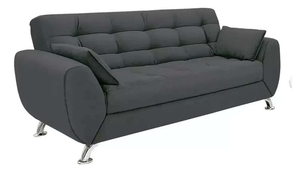Sofá 3 Lugares Larissa Suede Cinza - Modern  - Foto 3