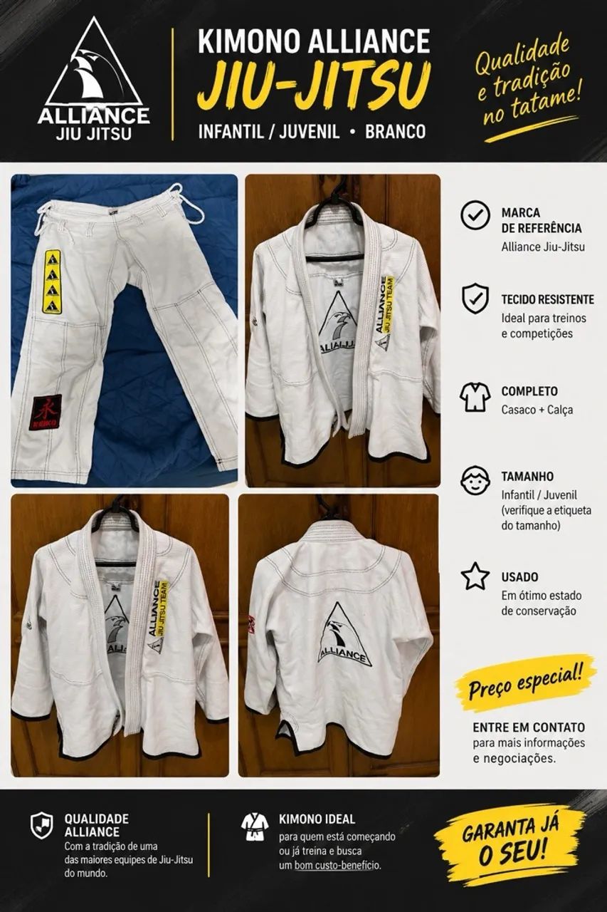KIMONO INFANTIL ALLIANCE JIU-JITSU BRANCO