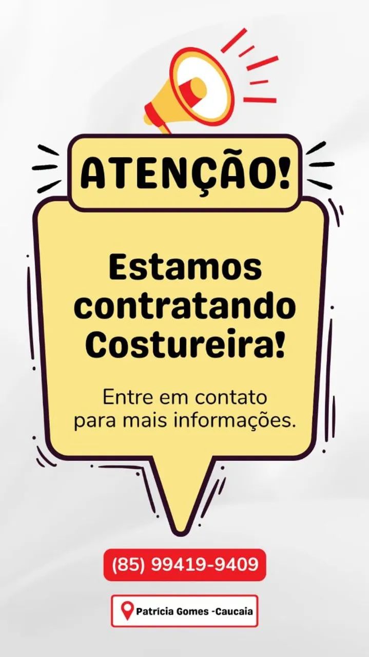 Vaga Costureira Disponível 