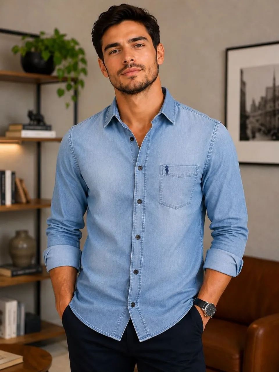 Camisas Jeans Masculina  - Foto 2