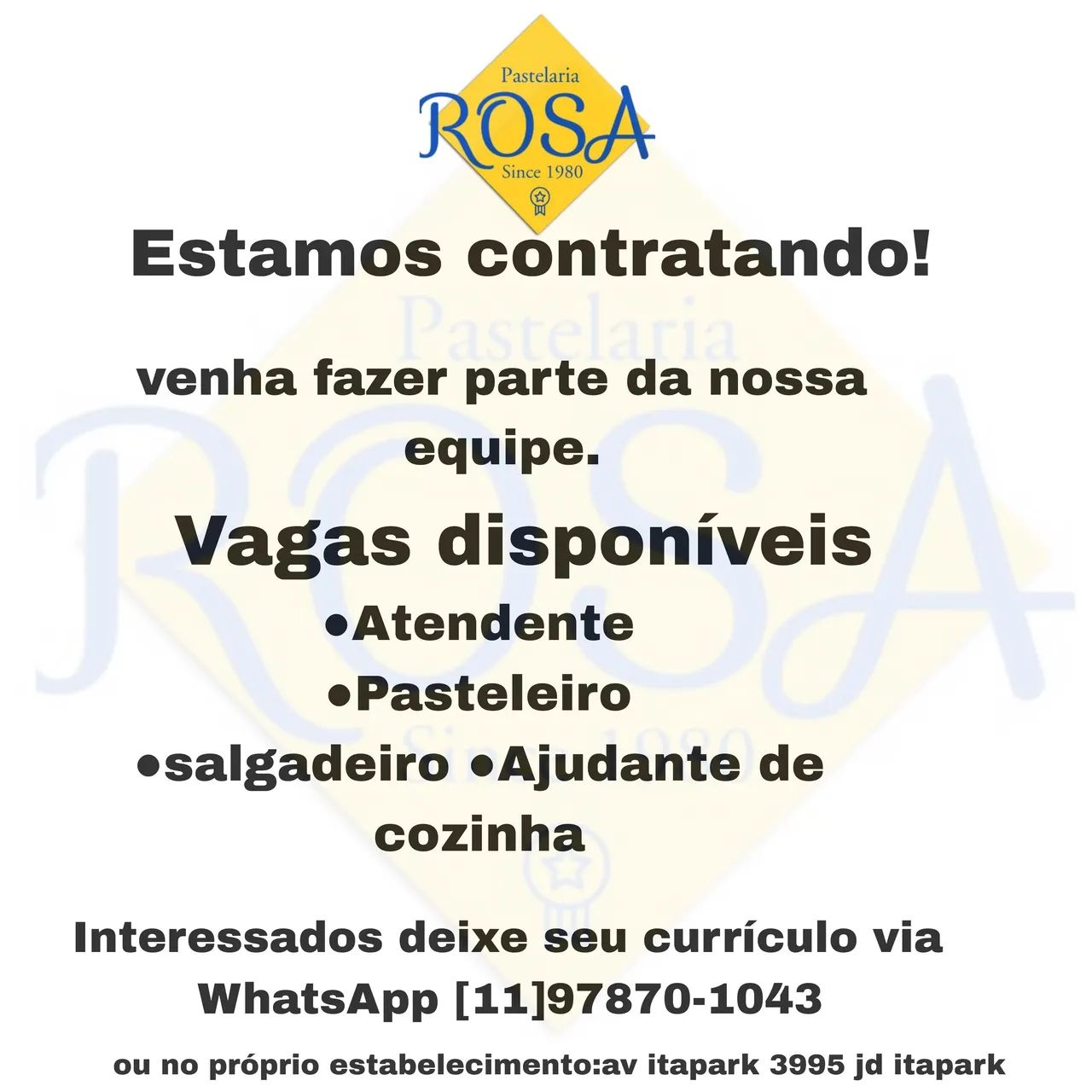 Estamos contratando. 