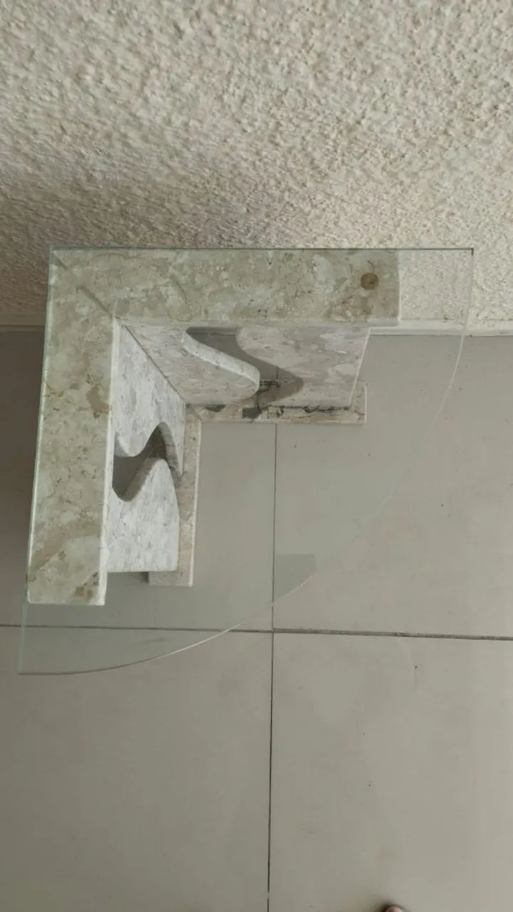 Mesa Lateral / Aparador em Mármore Travertino e Vidro - Foto 3