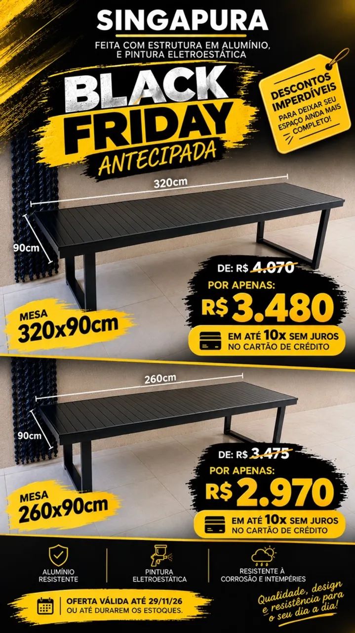 Mesa de alumínio ripado 