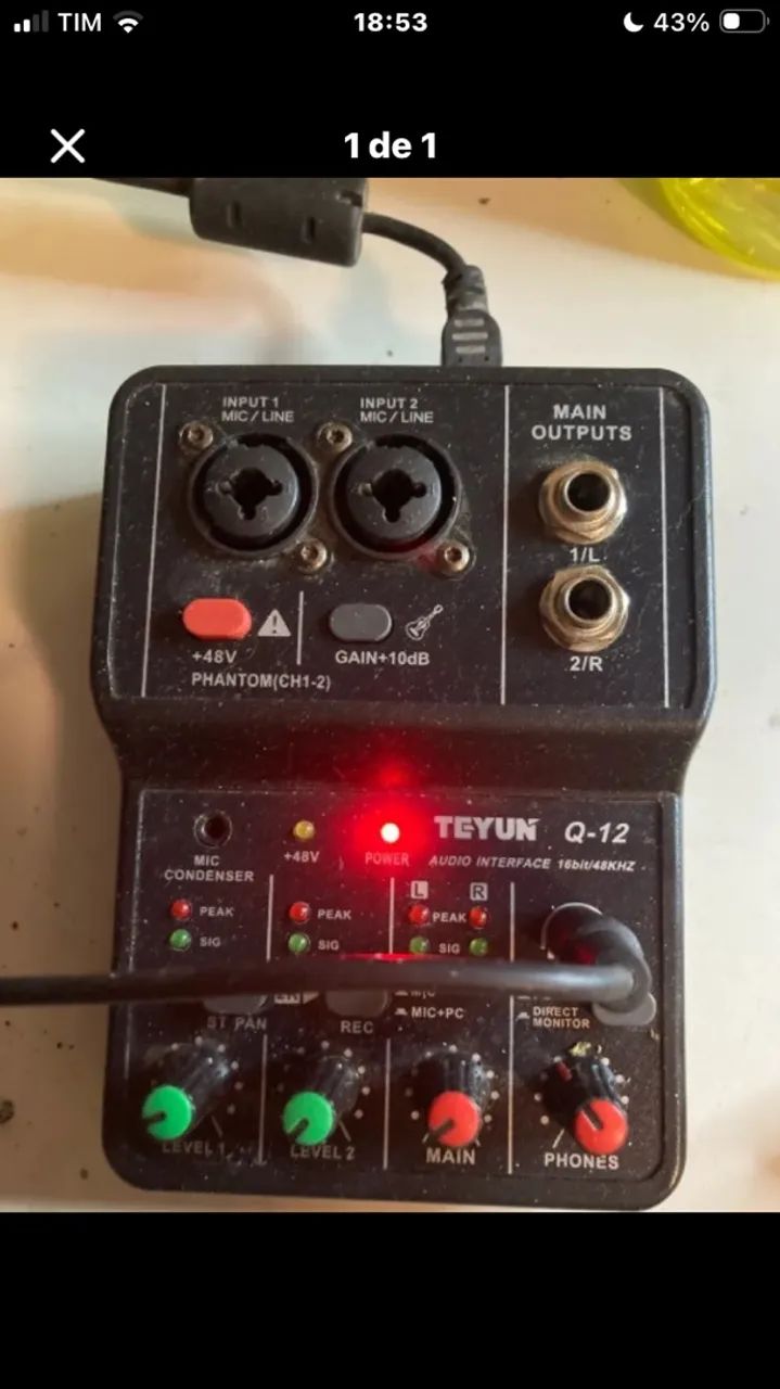Interface de áudio teyu q12