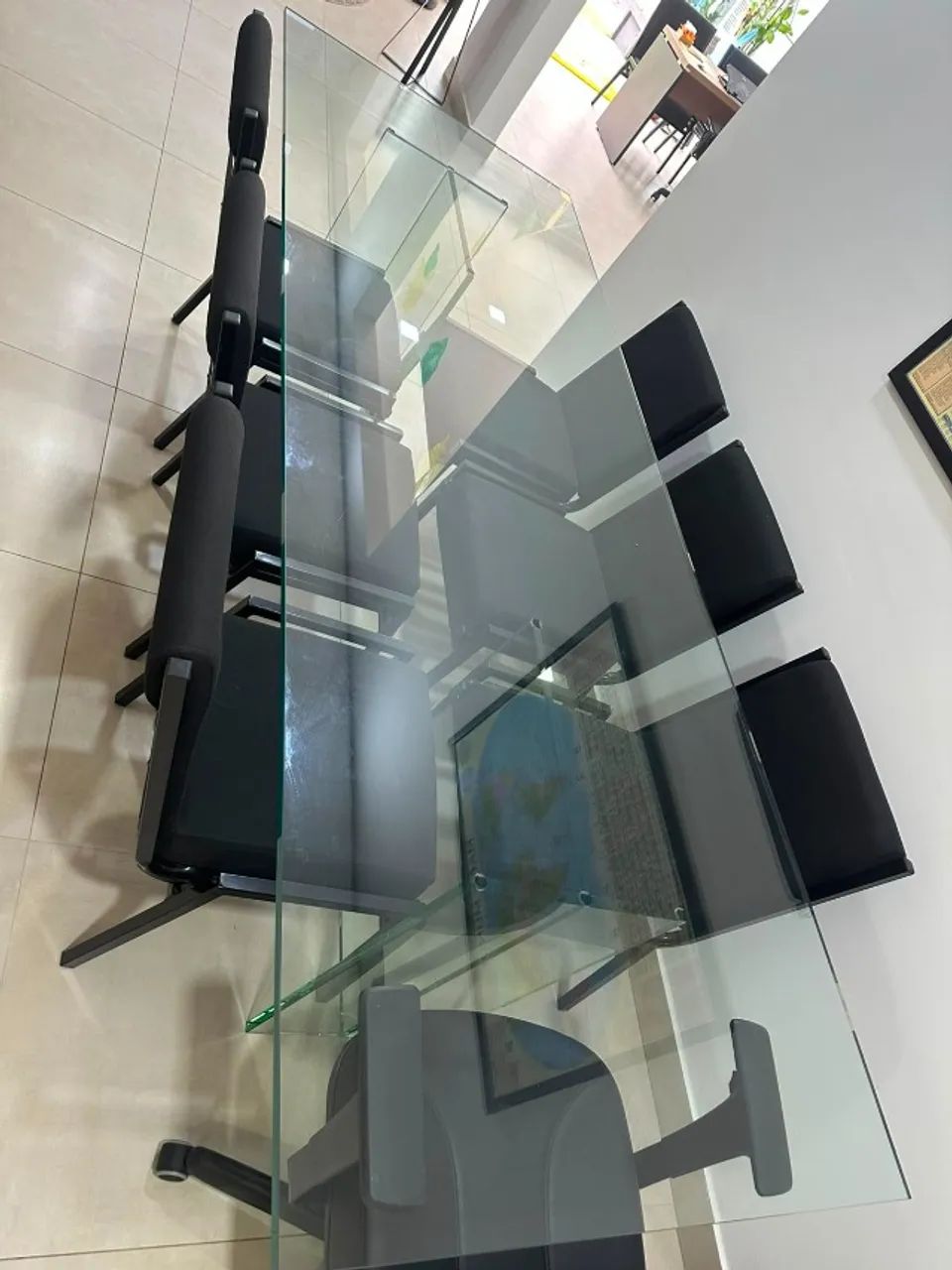 Mesa retangular vidro cristal 8 lugares  - Foto 4