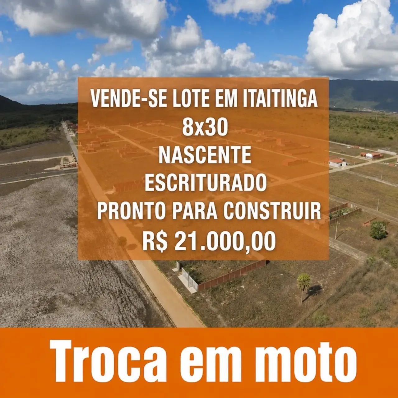 vendo ou troco terreno em moto