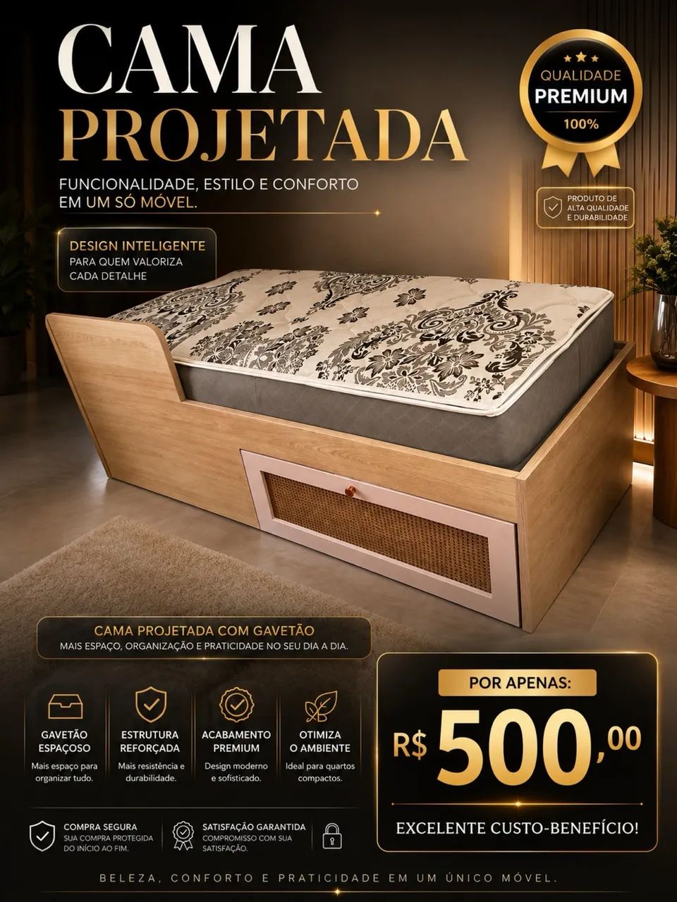 Cama projetada com colchao - Foto 5