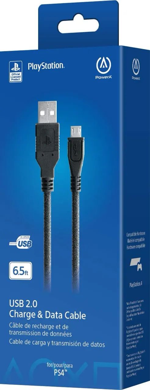 Cabo USB Power A oficial Playstation 4 lacrado