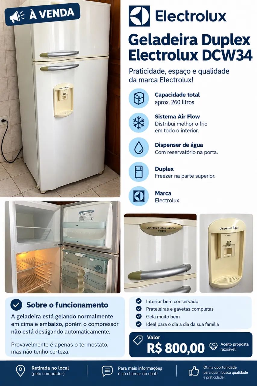 Geladeira Electrolux Duplex DCW34