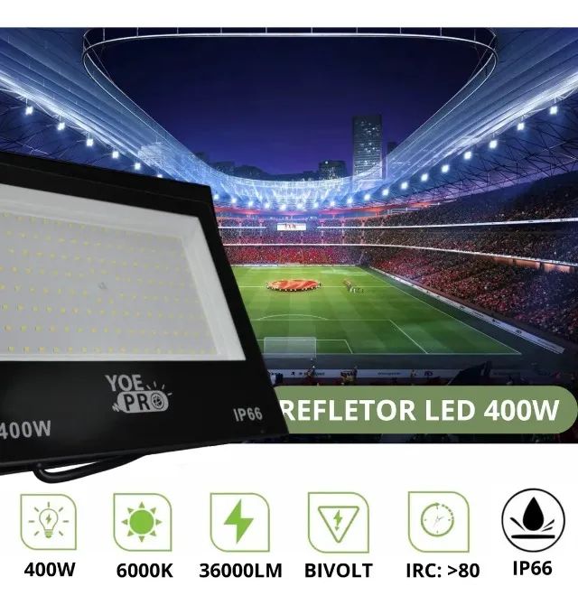 Refletor led  Yoe Pro 400w ip66 luz branca / branco frio 6500k - Foto 2