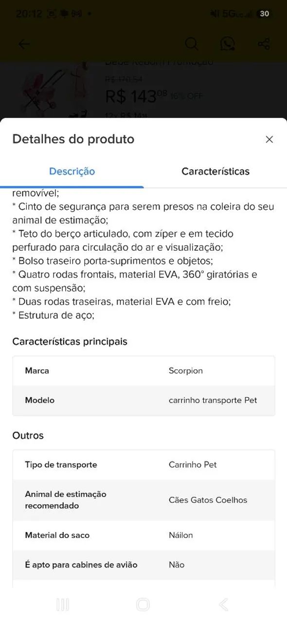 Carrinho de passeio Pet - Foto 5