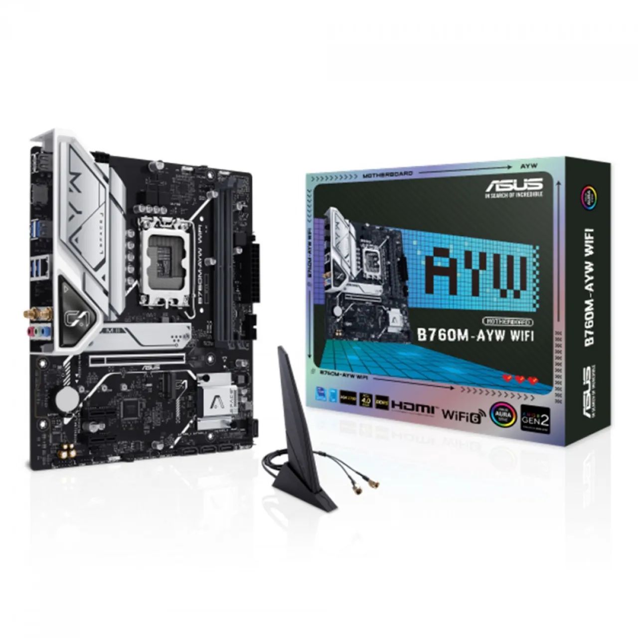 Placa Mãe Asus B760M-AYW WIFI, Chipset B760, Intel LGA 1700, mATX, DDR5