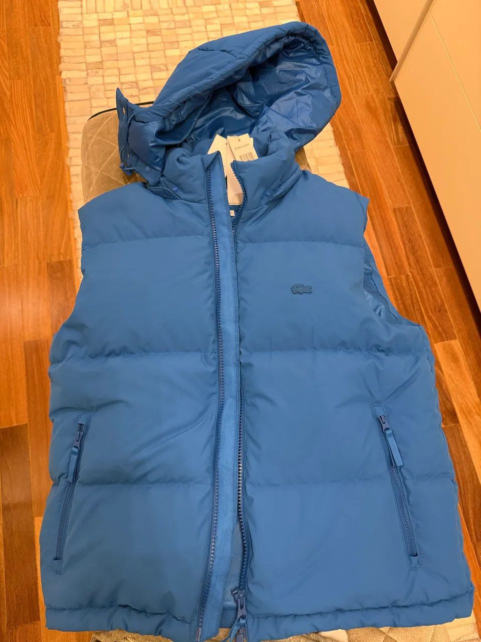 colete lacoste puffer azul com capuz original  - Foto 5