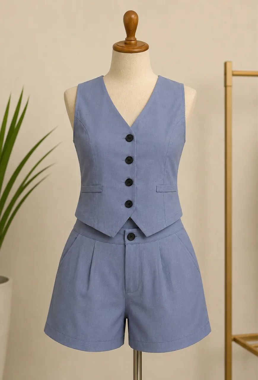 Colete e short alfaiataria (conjunto) 