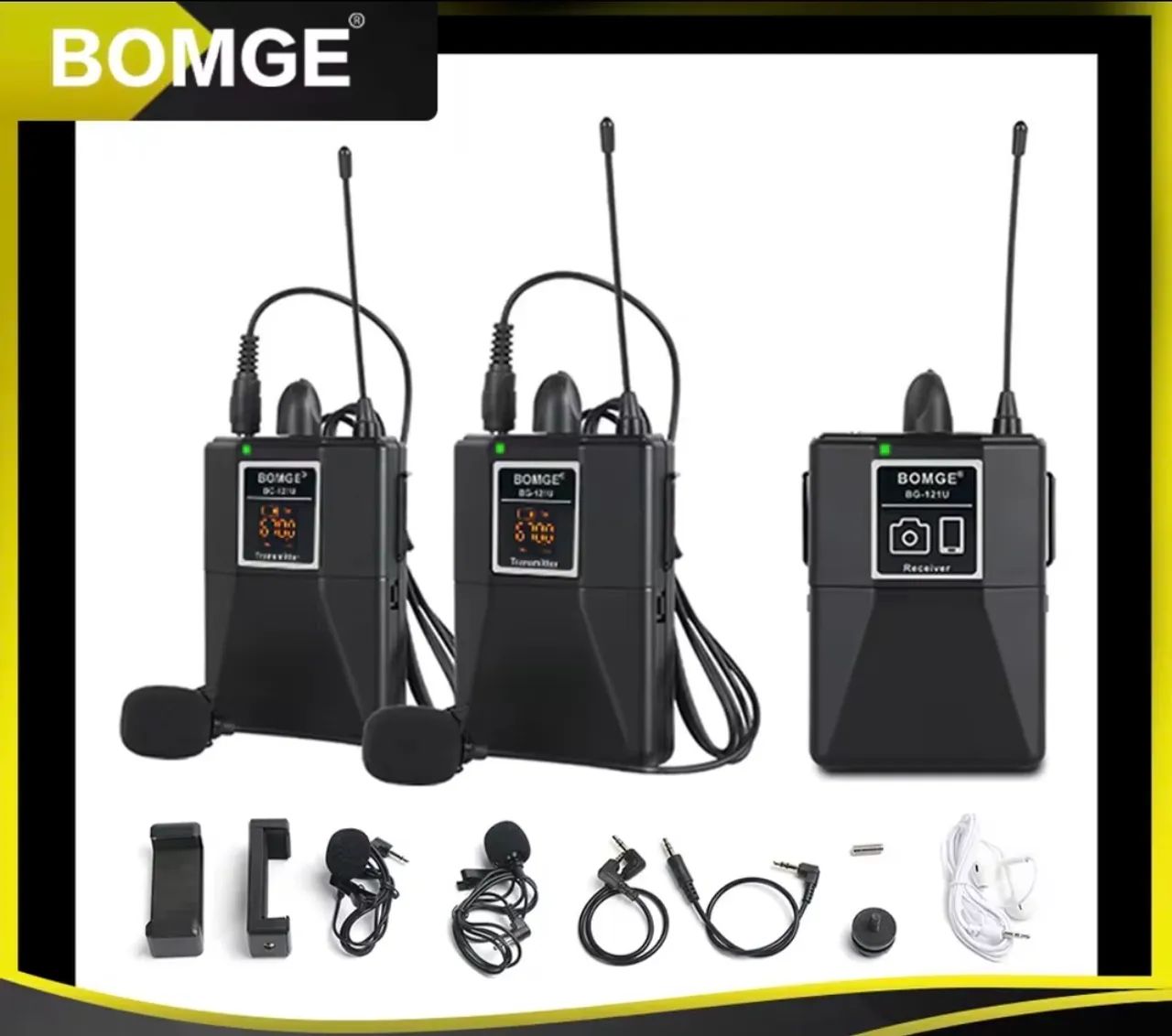 Microfone profissional sem fio de colarinho da Bomgem para iPhone ou Android - Foto 3