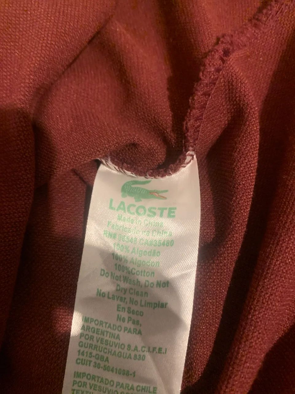 Camisa Polo LACOSTE Original M vinho top - Foto 5