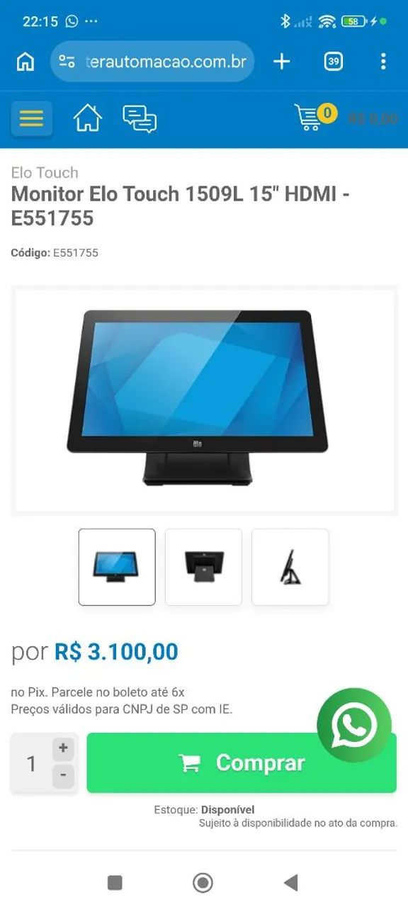Monitor Touch Elo ET1509L - Foto 6