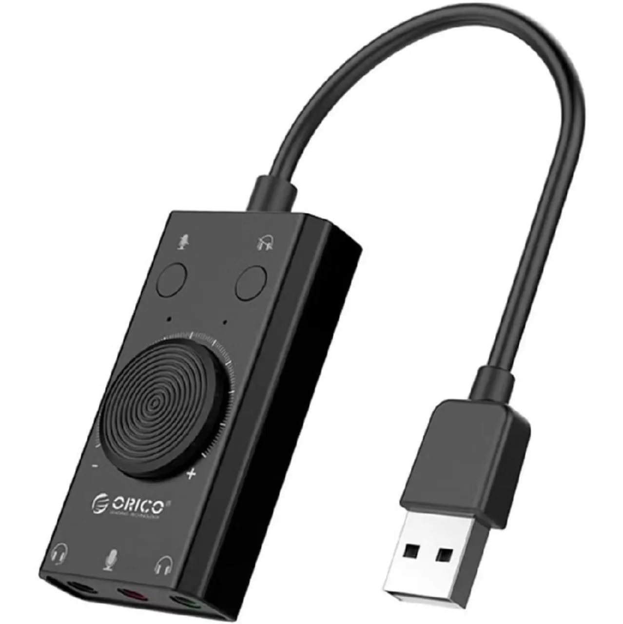 Orico - Placa de Som Externa USB SC2 - Adaptador de Áudio 3.5mm com Microfone e Fone