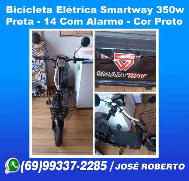 Ciclo Motor Elétrica Smartway 350w Preta - 14 Com Alarme Cor Preto - Foto 4