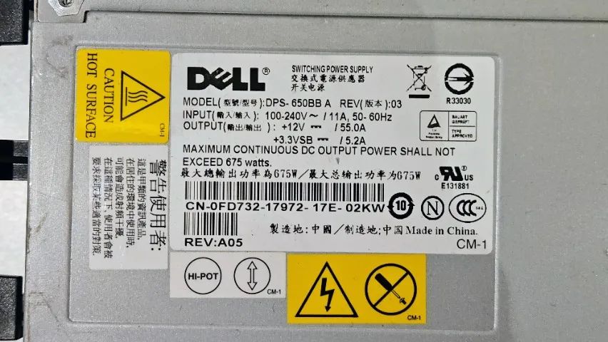 Par de Fontes Dell 675W FD732 DPS-650BB A PowerEdge - Foto 2