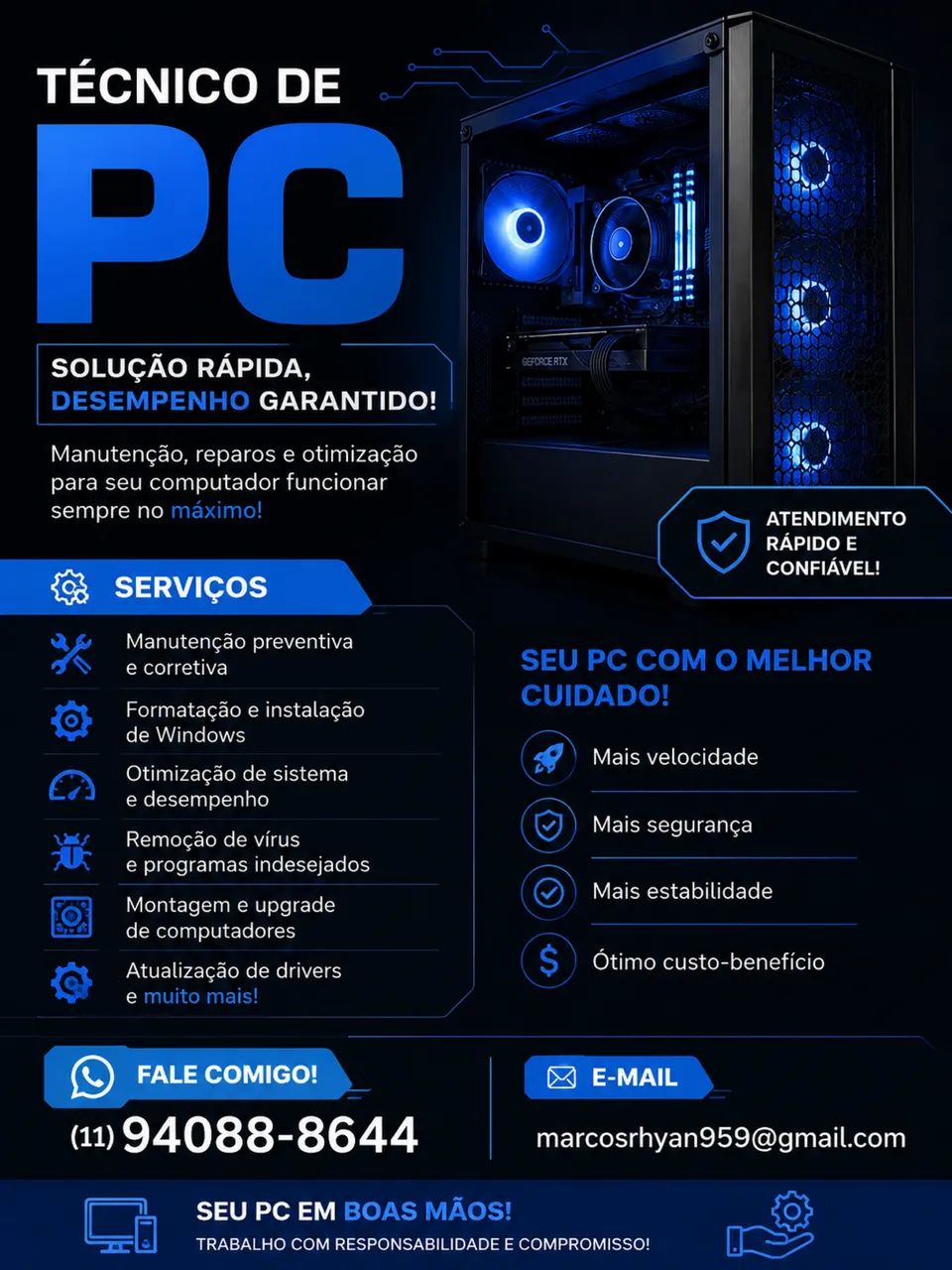 Técnico de Informática Bonsucesso - Formatação e Troca de Peças