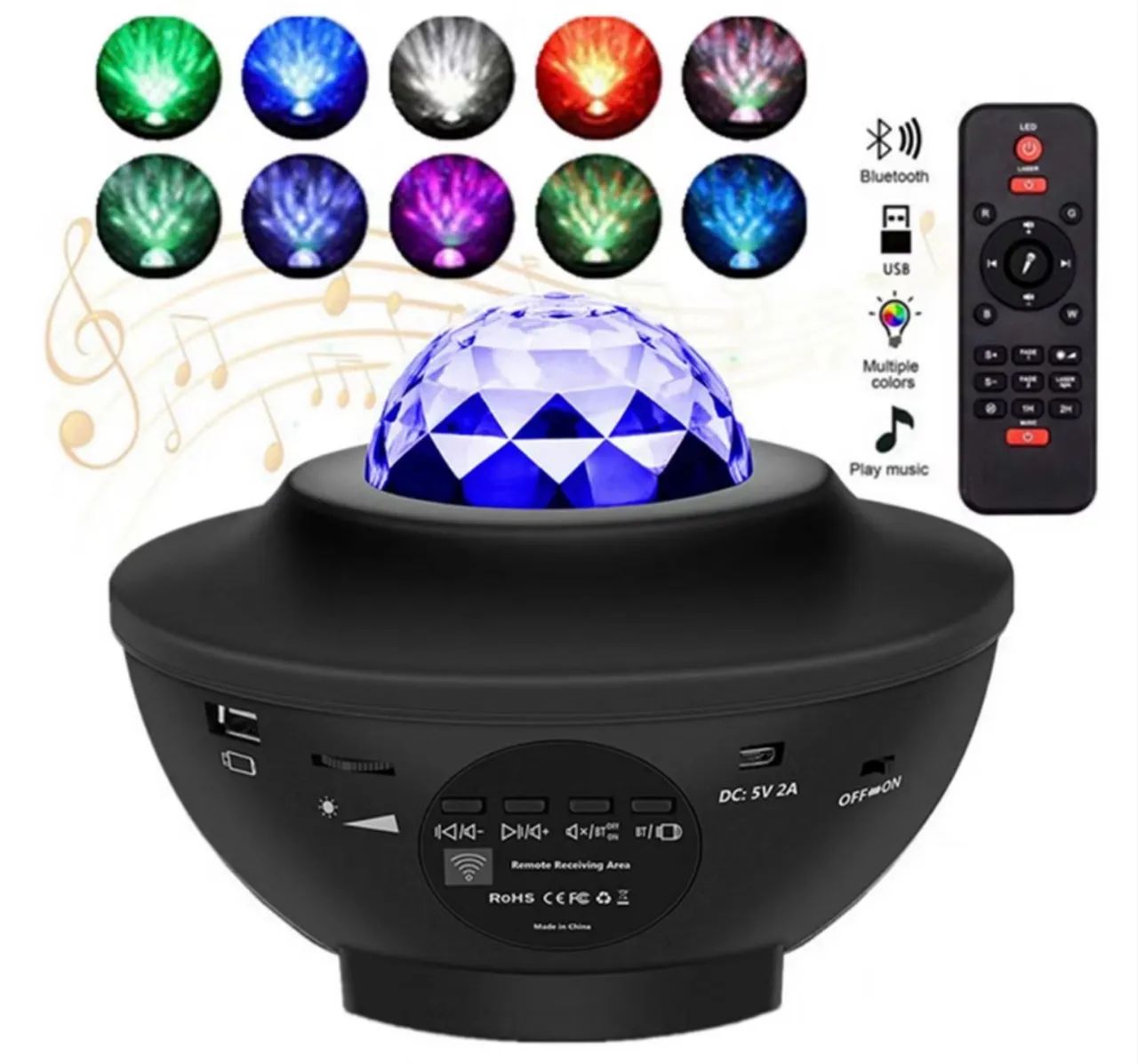 Projetor Luminária Galáxia Luz Noturna Estrela Música Bluetooth Controle Lâmpada Divertida - Foto 2