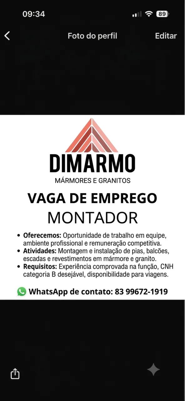 VAGA PARA MONTADOR 