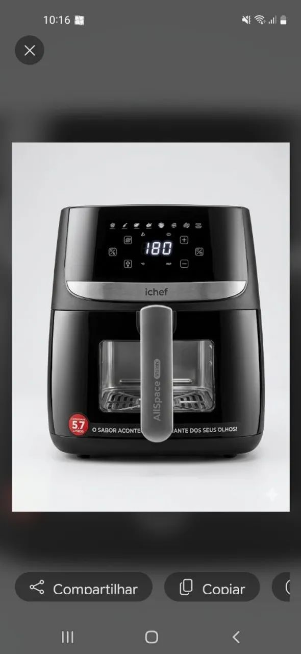 Airfryer Ichef Polishop AllSpace Vision Max 5,7L - Nova na caixa - Foto 2