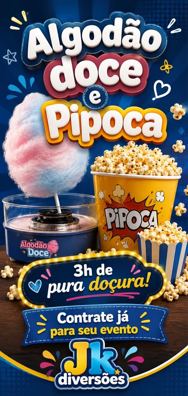 Algodão doce e pipoca 