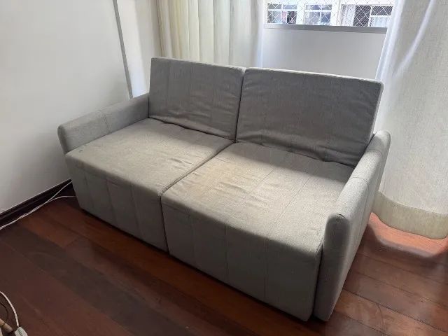 Sofá Cama Retrátil e Reclinável 1,80x1,0m em Linho Cinza