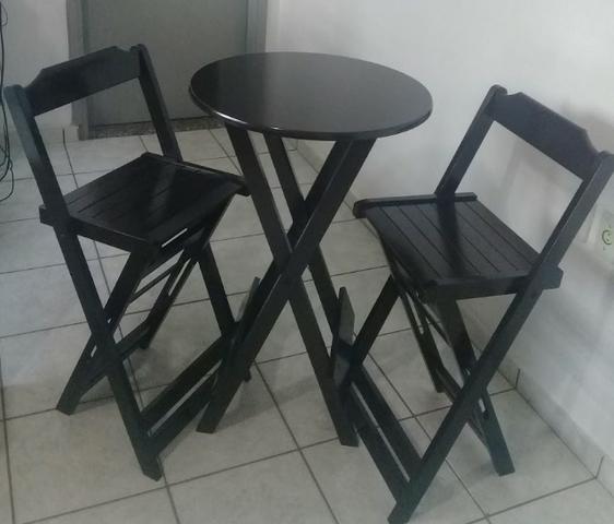 Mesa e cadeira dobrável 68x68, 1,20x68, redonda e bistrô cor tabaco - Foto 4