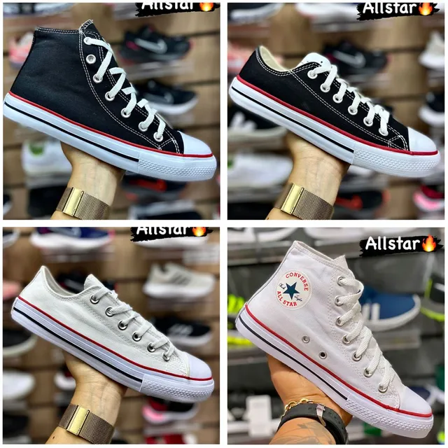 Tênis Converse All Star Preto lona Feminino e Masculino sola baixa