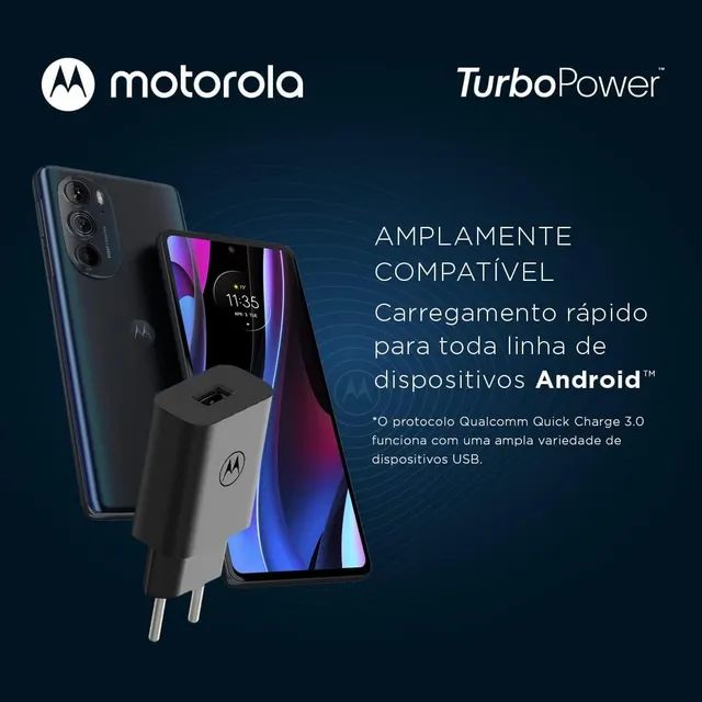 Carregador de parede turbo Power 20w Motorola Saída USB-A cabo USB-C