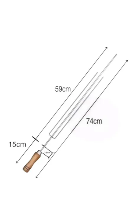 Kit Com 2 Espetos Tridente Giratório 74 Cm / Inox Gira Grill
