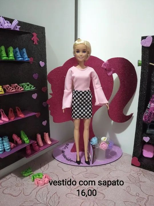 Roupa Barbie com vestido e sapato - Foto 5