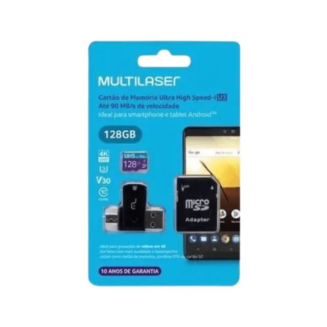 Kit 4 em 1 Cartão De Memória + Adaptador USB Dual Drive + Adaptador SD 128GB MC153 - Multi
