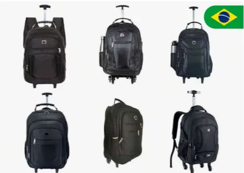 Mochila Unissex Com Carrinho para Viagem Cabo de Aço Reforçado