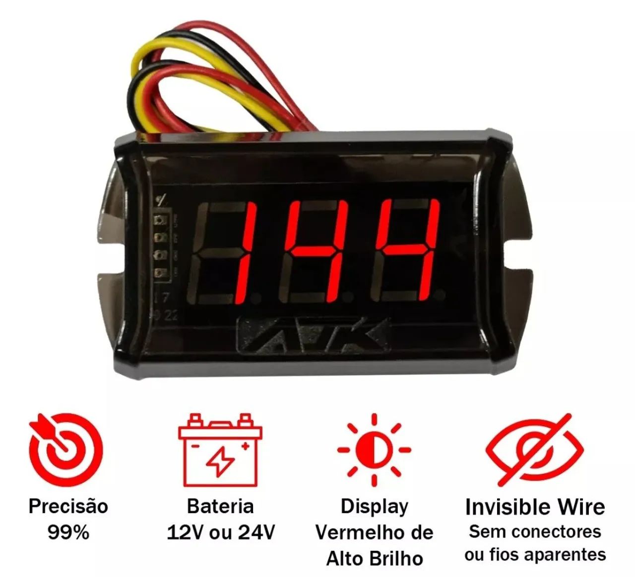 Voltímetro Digital 12v AJK nano black 