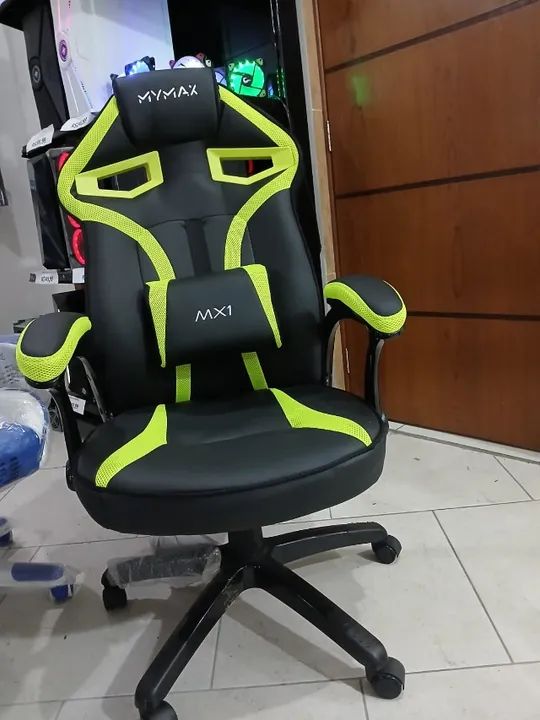 Cadeira verde e preta mx1 para sua casa escritorio ou salas de jogos - Foto 3