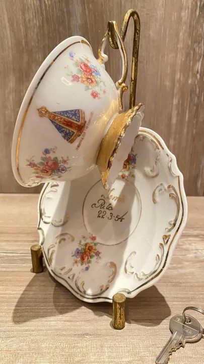 Xícara chá com pires porcelana portuguesa 